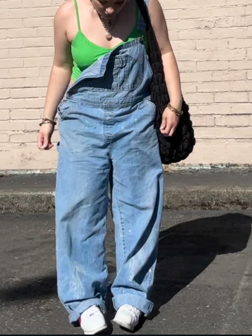 Vintage Northcrest Light Blue Denim Overalls with paint stains